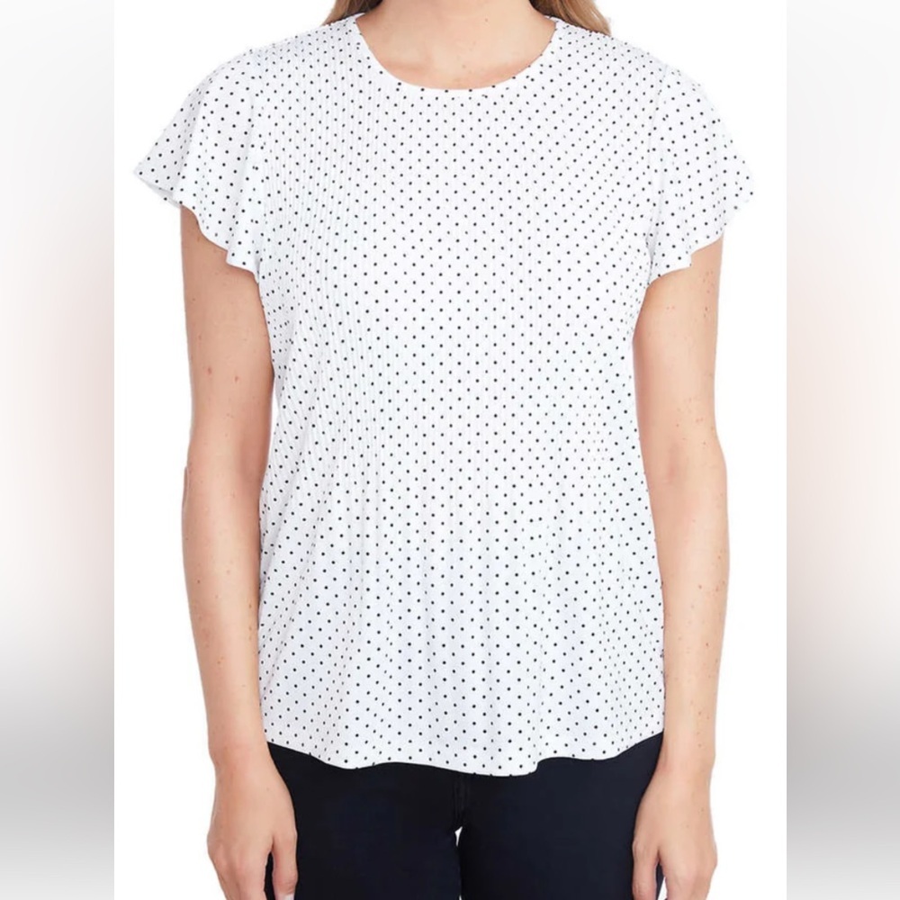 Philosophy polkadot crewneck bell short sleeve blouse XL  NWOT